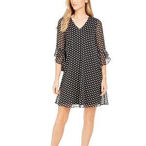 CALVIN KLEIN Polka-Dot Trapeze Dress. NWT!